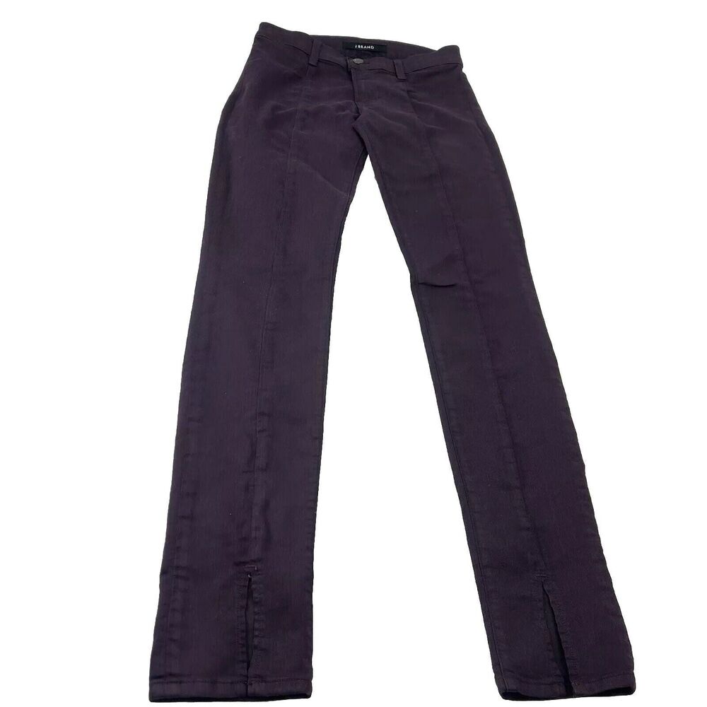 J Brand Vera Front Slit Skinny Jeans in Coated Burgundy Size 27